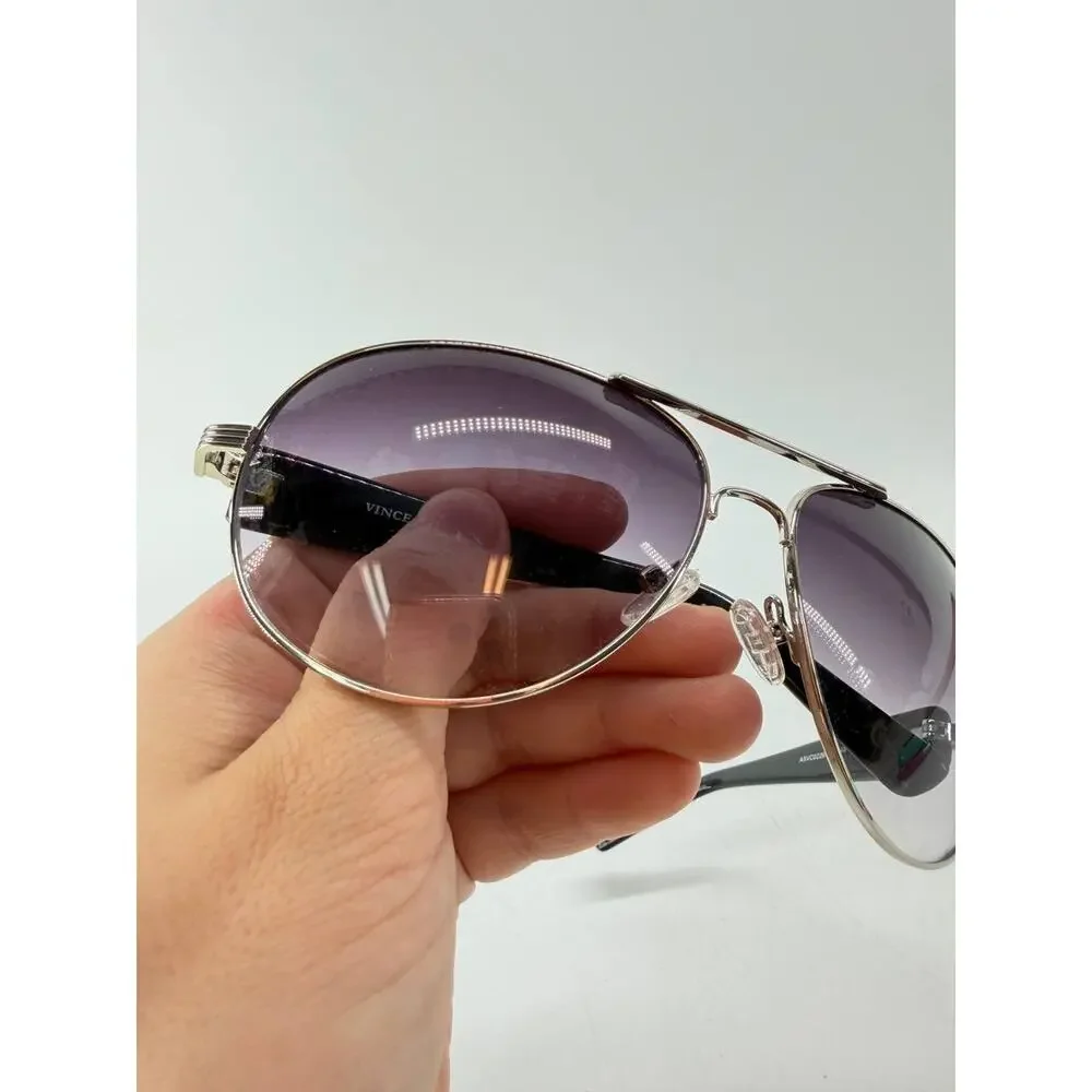 Vince Camuto Women's Aviator Sunglasses Silver Frame Gray Gradient Lenses VC548